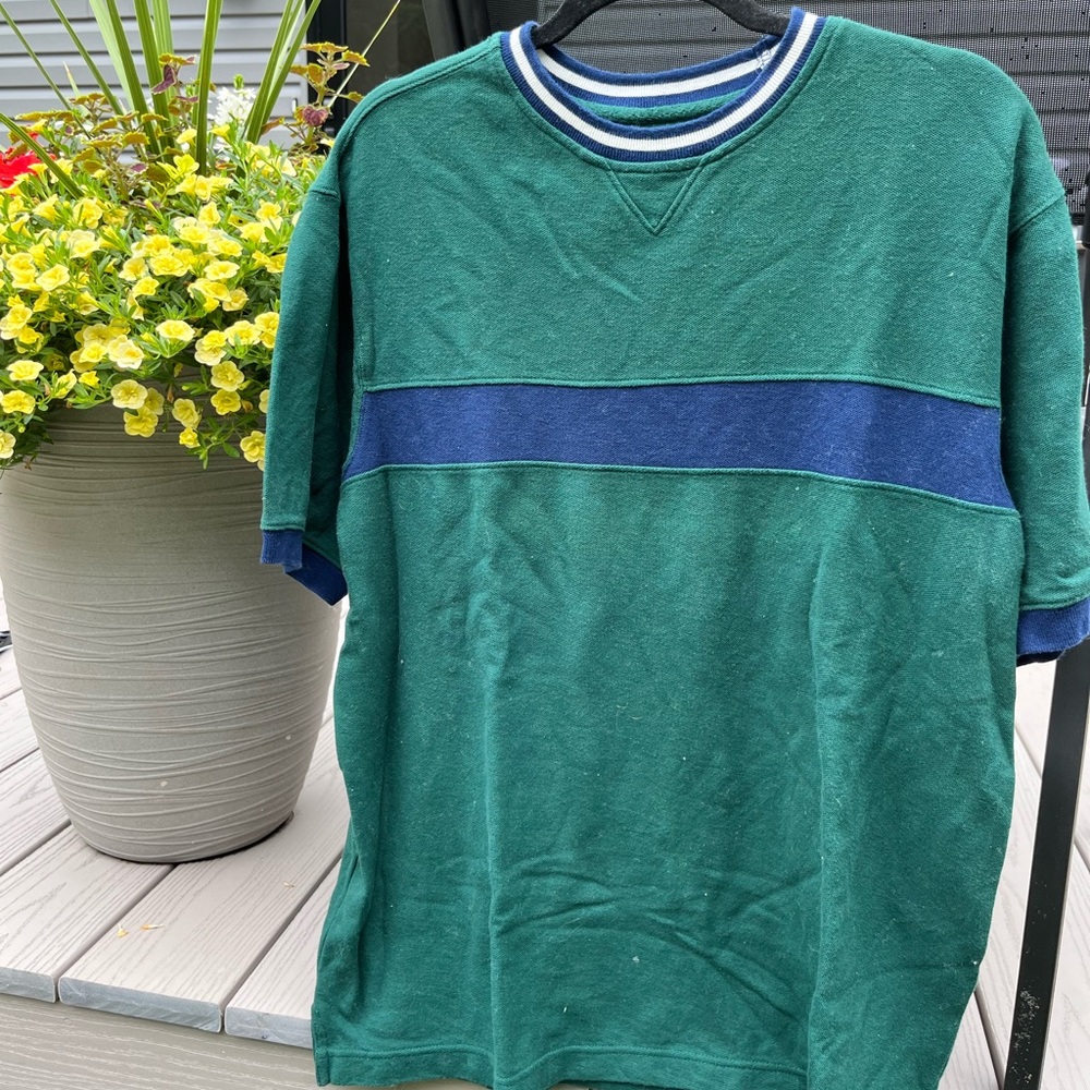 Very cool green shirt with blue and white detailing